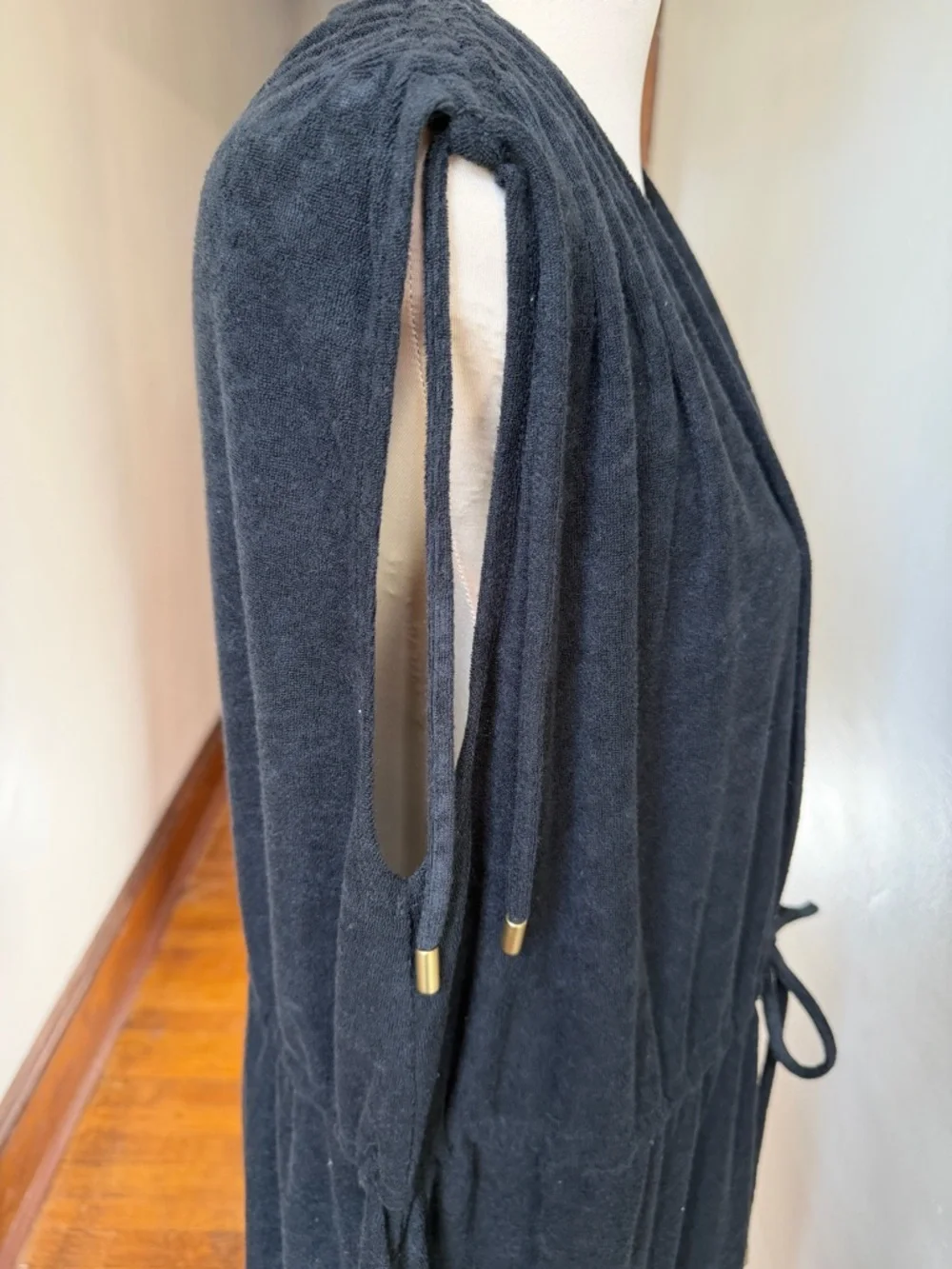 NWT Jantzen Black Sleeveless Cover Up Dress M Beach Resort Swim Tie Waist